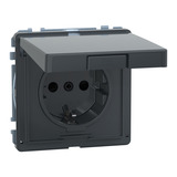 Merten Schutzkontakt-Steckdose mit Klappdeckel und erhöhtem Berührungsschutz, Unterputz, 16 Ampere, 250 Volt anthrazit, Retail