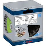 Bosch Professional PRO Stainless Steel heavy Topfbürste, Ø 75mm, gezopft 0,5mm Edelstahldraht, M14, für Winkelschleifer
