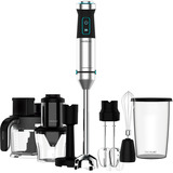 Cecotec Stabmixer Power TitanBlack 1500 XL, mit Zubehörset edelstahl/schwarz, 1.500 Watt, mit Zerkleinerer, Spiralschneider, Kartoffelstampfer, Schneebesen