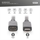 Digitus USB 2.0 Verlängerungskabel, USB-C Stecker > USB-C Buchse schwarz, 1,5 Meter, PD 60 Watt