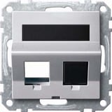 Merten Schrägauslass zweifach Aluminium, Abdeckung aluminium, Retail