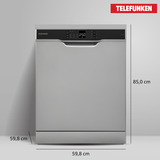 Telefunken GFS6012DI, Spülmaschine silber/schwarz, 60 cm