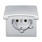 Busch-Jaeger Schutzkontakt-Steckdosen-Einsatz Schuko IP44 Unterputz mit Klappdeckel ohne aluminium, Retail