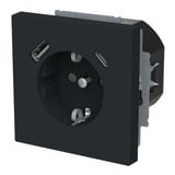 Busch-Jaeger Schutzkontaktsteckdose mit USB Typ A und USB Typ C Anschlüssen schwarz, Retail