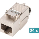 Digitus Keystone-Modul Cat. 8.1, geschirmt, 24 Stück silber, werkzeugfreier Montageanschluss