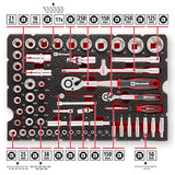 EINHELL Werkzeug-Pad Stecknüsse und Ratschen in E-Case-Einleger, Werkzeug-Set 60-teilig