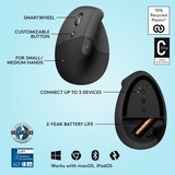 Logitech Lift, Maus graphit/schwarz, für Linkshänder, Logi Bolt, Bluetooth, Windows/macOS/iPadOS