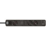 Brennenstuhl Ecolor Steckdosenleiste 3-fach, 2x USB, mit 3 Countdown Timern weiß/schwarz, 1,5 Meter Kabel, USB-A, USB-C, mit Sicherheitsschalter