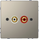 Merten Steckdose mit zwei Cinch-Steckbuchsen für Audio Anschluss grau, Retail