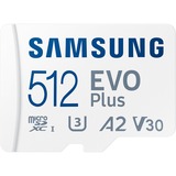 SAMSUNG EVO Plus 512 GB microSDXC (2024), Speicherkarte weiß, UHS-I U1, Class 10, V10, A1