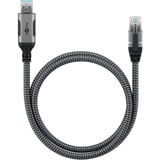 goobay Ethernet-Kabel USB-A 3.2 Gen1 Stecker > RJ-45 Stecker schwarz/silber, 1,5 Meter, geflochtener Textilmantel