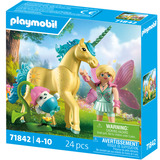 PLAYMOBIL 71842 Magic Unicorns: Sammeleinhorn Sonnenscheinblüte mit Fee, Konstruktionsspielzeug 