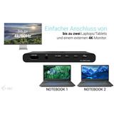 i-tec KVM HDMI Docking Station, Dockingstation schwarz, 2 Ausgangsgeräte, Power Delivery 2x 100W, HDMI