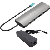 i-tec USB-C Metal Nano 2x HDMI Docking Station, Notebook HDMI, USB-C, PD, mit Ladegerät