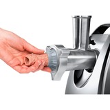 Bosch Home Fleischwolf ProPower MFW67440 silber/schwarz, 700 Watt, Schnitzler-, Wurstfüller- und Kebbe-Aufsatz