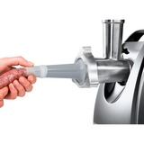 Bosch Home Fleischwolf ProPower MFW67440 silber/schwarz, 700 Watt, Schnitzler-, Wurstfüller- und Kebbe-Aufsatz