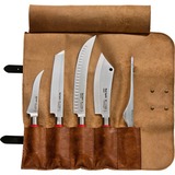 DICK Leder-Rolltasche "Red Spirit", 5-teilig, Besteck braun/rot