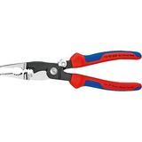 KNIPEX Elektro-Installationszange 13 92 200 , Elektronik-Zange blau, schlanke Bauform, geschraubtes Gelenk, aktive Sperrklinge