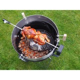 Moesta Rotisserie-Set für Smokin' PizzaRing, für 47cm + 50cm Kugelgrill, Grillspieß silber/schwarz, Batteriebetrieb