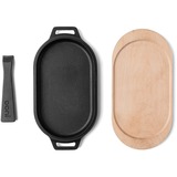 Ooni Servierpfanne Sizzler anthrazit, Sockel aus Holz