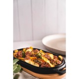 Ooni Servierpfanne Sizzler anthrazit, Sockel aus Holz