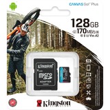 Kingston Canvas Go! Plus 128 GB microSDXC, Speicherkarte schwarz, UHS-I U3, Class 10, V30, A2