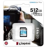 Kingston Canvas Go! Plus 512 GB SDXC, Speicherkarte schwarz, UHS-I U3, Class 10, V30