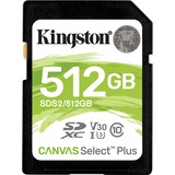 Kingston Canvas Select Plus 512 GB SDXC, Speicherkarte schwarz, UHS-I U3, Class 10, V30