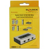 DeLOCK RJ-45 Umschalter, Switch grau/schwarz, 2-Port, manuell, bidirektional