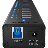 ICY BOX IB-AC6113, USB-Hub schwarz, 13x USB 3.0, inkl. Ladeanschluss