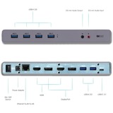 i-tec Dual Display Docking Station, Dockingstation grau, USB-C, HDMI, DisplayPort, USB