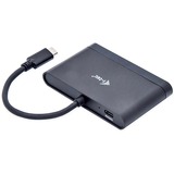 i-tec USB 3.2 Gen 1 Multiport-Hub, USB-C Stecker > 2x USB-A Buchse + HDMI Buchse, USB-Hub schwarz, 13cm, PD, Travel Adapter