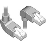 DeLOCK Patchkabel RJ45 Cat.6a S/FTP grau, 1 Meter, gewinkelte Stecker 1x oben, 1x unten