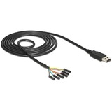 DeLOCK USB 2.0 Konverter, USB-A Stecker > Seriell TTL 6 Pin Header Buchse einzeln schwarz, 1,8 Meter