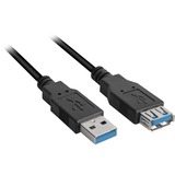 Sharkoon USB 3.2 Gen 1 Verlängerungskabel, USB-A Stecker > USB-A Buchse schwarz, 3 Meter