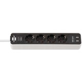 Brennenstuhl Ecolor Steckdosenleiste 4-fach, 2x USB-A weiß/schwarz, 1,5 Meter Kabel, USB-A, mit Sicherheitsschalter