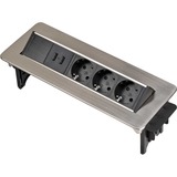 Brennenstuhl Indesk Power USB-Charger Tischsteckdosenleiste 3-fach silber/schwarz, 2x USB, Versenkbar
