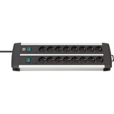 Brennenstuhl Premium-Alu-Line Technik, 16-fach Steckdosenleiste schwarz/silber, Duo