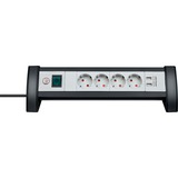 Brennenstuhl Premium-Office-Line Steckdosenleiste 4-fach schwarz/hellgrau, 1,8 Meter, 2x USB