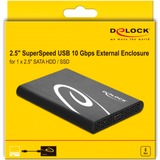 DeLOCK Externes Gehäuse für 2.5″ SATA HDD / SSD mit SuperSpeed USB 10 Gbps (USB 3.1 Gen 2), Laufwerksgehäuse schwarz