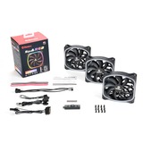 Enermax SquA RGB 3 Fan Pack 120x120, Gehäuselüfter schwarz, inkl. RGB-Steuerbox, 120 mm