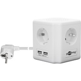 goobay Steckdosenwürfel 4-fach, Steckdosenleiste weiß, 2x USB