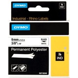 Dymo Rhino IND ORIGINAL Schriftband Polyester 9mm x 5,5m, schwarz auf weiß permanent klebend, 18482