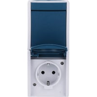 Busch-Jaeger Kombination Steckdose mit Schutzkontakt und Wippschalter Aus- und Wechselschaltung blaugrün, Retail