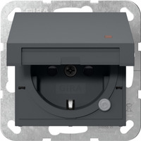 Gira Schutzkontaktsteckdose Typ F 16 Ampere 250 Volt mit Klappdeckel und Kontrolllicht anthrazit, Retail