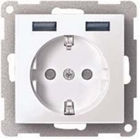 Merten Schutzkontakt-Steckdose mit USB-Ladegerät, Unterputz, 16 Ampere, 250 Volt, System M weiß (glänzend), Retail
