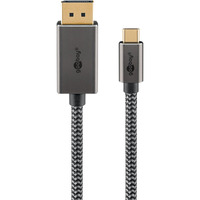goobay USB Adapterkabel, USB-C Stecker > DisplayPort Stecker, 4K 60Hz schwarz/silber, 2 Meter, Textilkabel