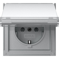 Gira Schutzkontaktsteckdose Typ F mit Klappdeckel und Beschriftungsfeld aluminium, Retail