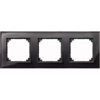 Merten Rahmen aus Glas, dreifach, waagerecht und senkrecht montierbar, glänzend, IP20 schwarz (glänzend), Retail