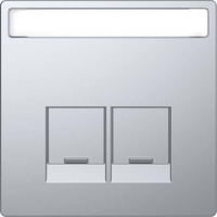 Merten Zentralplatte zwei fach mit Schriftfeld und integrierten Verschlussschiebern, Abdeckung edelstahl, Retail